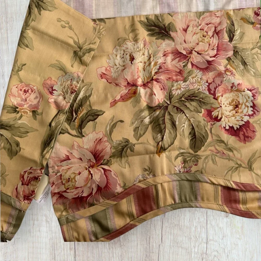Waverly Vintage Y2K Forever Yours Rose Floral Stripe Curtain Valance 76